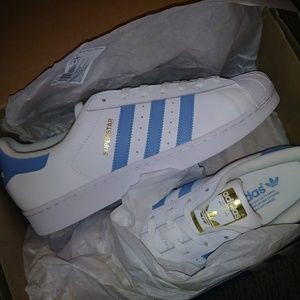 Brand New baby blue and white Adidas Superstar